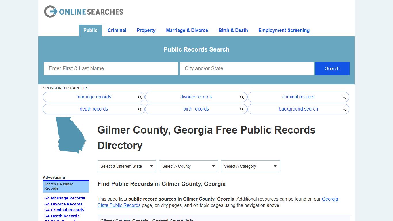 Gilmer County, Georgia Public Records Directory
