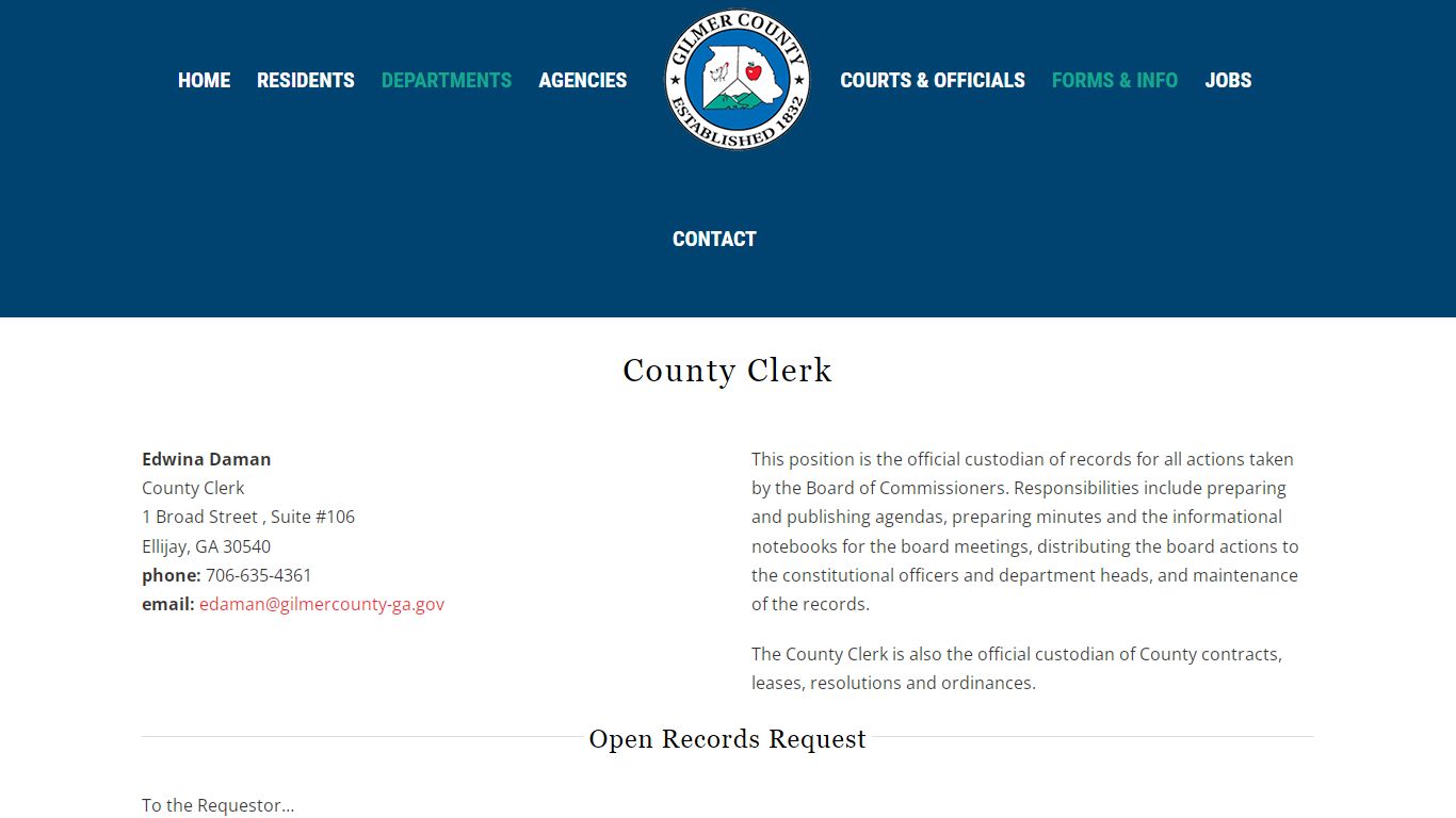 County Clerk - Gilmer County Government